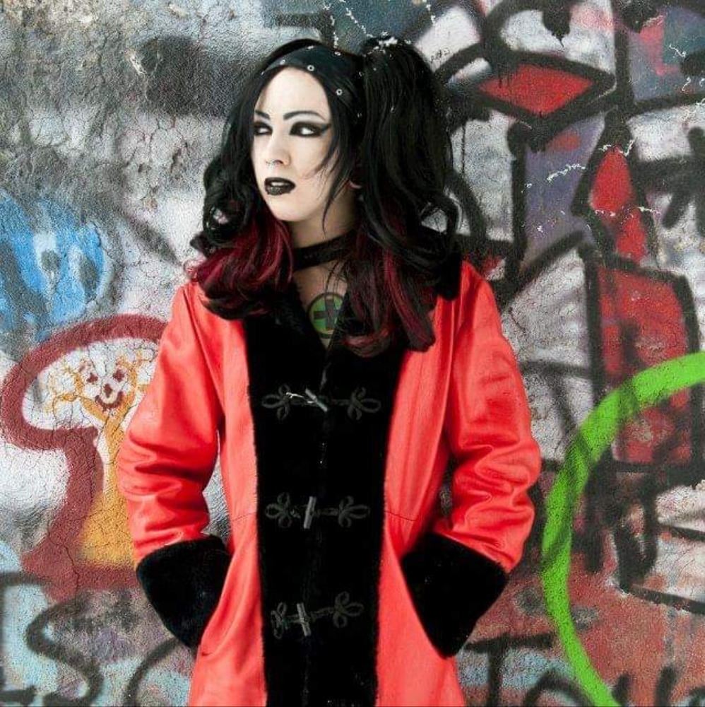 Vintage Red and Black Leather Coat